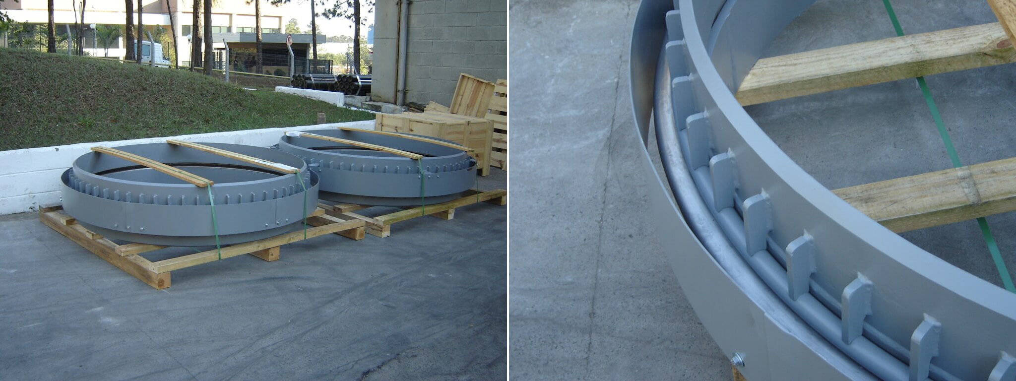 Reinforced single axial expansion joint, intended for high pressure.