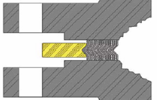 Cross sectional drawing of a flange with ID corrosion. Cross sectional drawing of a flange with ID corrosion.